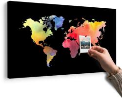 Dovido Parafa kép világ térkép akvarell kivitelben fekete háttéren - 90x60 transparent