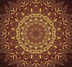 Dovido Tapéta arany Mandala bordó háttéren - 294x270