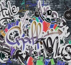 Dovido Tapéta trendi lila graffiti fal - 294x270
