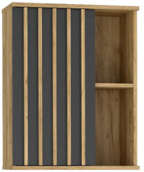 Sersimo Dulap suspendat loft 60x37x80 cm, 1 usa si rafturi, craft/negru (M1-KOMODA_60_WISZACA_MONTANA_1/1) Comoda