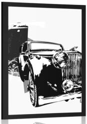 Dovido Poszter fekete fehér retro autó absztrakcióval - 40x60 no frame