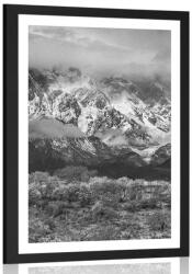 Dovido Poszter paszpartuval egyedi hegyi táj fekete-fehér kivitelben. - 20x30 white
