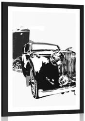 Dovido Poszter paszportuval fekete fehér autó absztrakcióval - 60x90 white