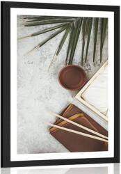 Dovido Poszter paszpartuval beton háttérrel, és teás csendélettel. - 30x45 black