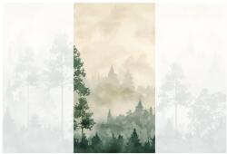 Dovido Öntapadó tapéta zöld erdei sziluettek ködben - 147x270