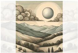 Dovido Tapéta hegyi táj retro stílusban - 245x270