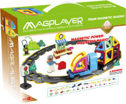 MAGPLAYER Joc de constructie magnetic Magplayer cu tren, 68 piese, 3D, 3+ ani (MPK-68)
