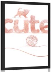 Dovido Poszter macska és Cute felirat - 20x30 black