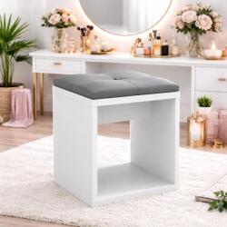 Sersimo Taburet pentru toaleta alb cu sezut confortabil, 30x30x42 cm (M1-TABORET_BIALY_1/1)
