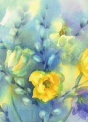 Dovido Tapéta akvarell sárga tulipánok - 196x270