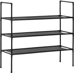 Sersimo Raft pentru pantofi cu 3 polite, structura metalica, 72x28x70 cm, negru (HA-7548) Pantofar