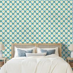 Dovido Tapéta színes virágok türkiz háttéren - 392x264