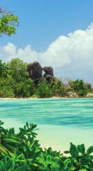 Dovido Öntapadó fotótapéta gyönyörű strand a szigetenLa Digue - 147x270