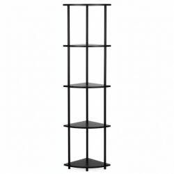Sersimo Raft de colt cu 5 polite din MDF si cadru metalic, 148 cm, negru (HA-7546) Biblioteca