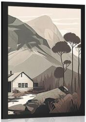 Dovido Poszter skandináv kunyhó a hegyekben. - 60x90 black