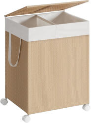 Songmics Cos de rufe SONGMICS 100L cu 2 compartimente, roti si capac, bej natur (EZ-LCB601N01)
