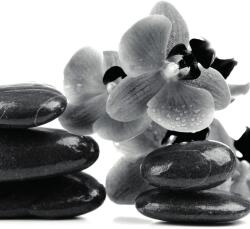 Dovido Öntapadó fotótapéta fekete fehér SPA kövek és orchidea - 245x270