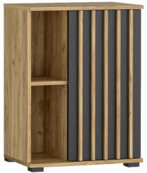 Sersimo Comoda Montana 60 cu 1 usa si 2 rafturi, craft si negru, 60x37x80 cm (M1-KOMODA_60_STOJACA_MONTANA_1/1) Comoda