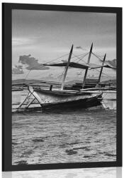 Dovido Poszter csénak naplementénél fekete fehérben - 40x60 white