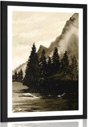 Dovido Poszter paszportuval téli rajzolt táj szépia kivitelben - 40x60 white