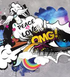 Dovido Öntapadó tapéta szürke graffiti szem - 245x270
