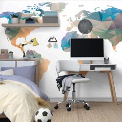 Dovido Öntapadó tapéta sokszögű világtérkép - 245x165