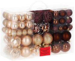 Sersimo Set globuri pentru brad cu stea varf, 101 piese, maro si rose gold (CA-1160)