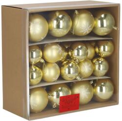 Sersimo Set globuri de Craciun aurii, 36 bucati, modele diverse, 6-8 cm (CA-0974)