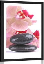Dovido Poszter paszportuval SPA kövek és orchidea - 40x60 black