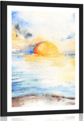 Dovido Poszter paszportuval fényes naplemente a tengernél - 30x45 black