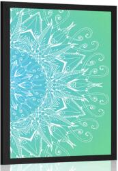 Dovido Poszter fehér Mandala kékes zöld háttéren - 20x30 black