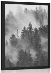Dovido Poszter hegyek a ködben fekete fehérben - 30x45 silver