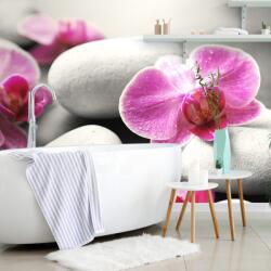 Dovido Öntapadó fotótapéta orchidea virágok fehér köveken - 98x66