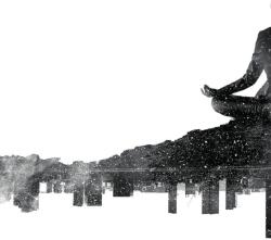 Dovido Öntapadó tapéta egy fekete-fehér nő meditációja - 196x270