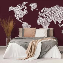 Dovido Öntapadó tapéta kikelt világtérkép bordó alapon - 441x297