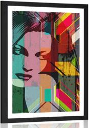 Dovido Poszter paszportuval egy nő portréja színes háttéren - 20x30 black