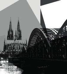 Dovido Öntapadó tapéta Köln város fekete-fehér illusztrációja - 245x270