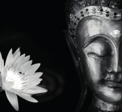 Dovido Öntapadó fotótapéta az imádott Buddha fekete fehérben - 294x270
