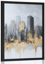 Dovido Poszter arany-szürke felhőkarcolók panorámája - 40x60 no frame