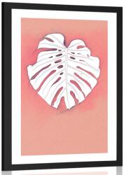 Dovido Poszter paszportuval moster virág levél rźsaszín háttéren - 20x30 white