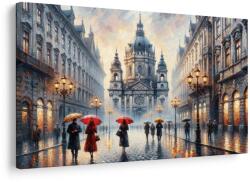 Dovido Kép esős utca katedrálissal - 30x20