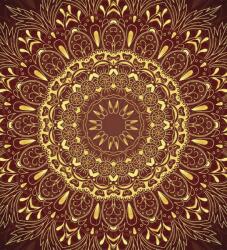 Dovido Tapéta arany Mandala bordó háttéren - 245x270