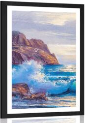 Dovido Poszter paszportuval reggel a tengeren - 40x60 black