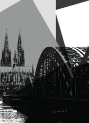 Dovido Öntapadó tapéta Köln város fekete-fehér illusztrációja - 196x270