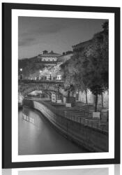 Dovido Poszter paszpartuval, fekete-fehér Párizsi rakpart ábrázolással. - 30x45 white