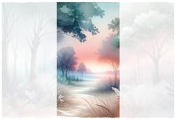 Dovido Öntapadó tapéta pasztell erdei táj naplementekor - 147x270