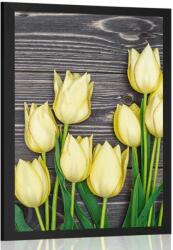 Dovido Poszter sárga tulipánok fa háttéren - 20x30 black