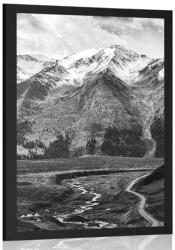 Dovido Poszter gyönyörű hegyi panoráma fekete-fehérben - 40x60 black
