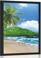 Dovido Poszter gyönyörű strand a Seychelle-szigeteken - 40x60 white