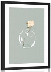 Dovido Poszter paszportuval virág vázában egyszerű stílusban - 60x90 black
